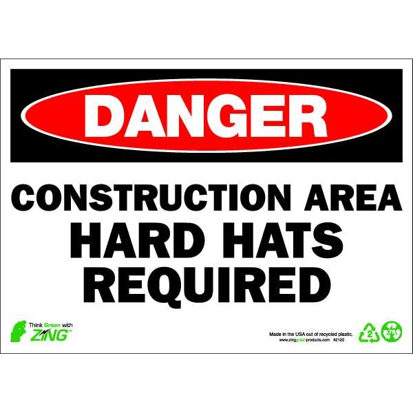 Zing Danger Sign, 10 in Height, 14 in Width, Aluminum, Rectangle, English - 2122A