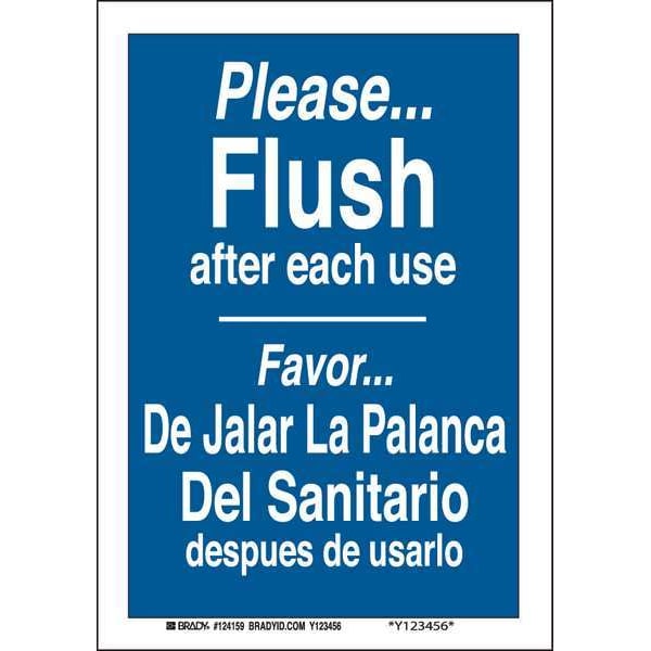 Brady Please, Flush After Each Use/Favor, De Jalar L, 10" W x 14" H, Rectangle, Aluminum, 124160 - 124160