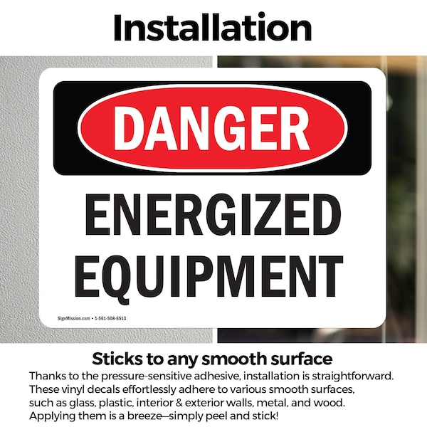 Signmission Energized Equipment Danger Sign, Vinyl Decal, 7in W x 5in L, 2PK - OS-2PACK-DS-D-57-L-2283