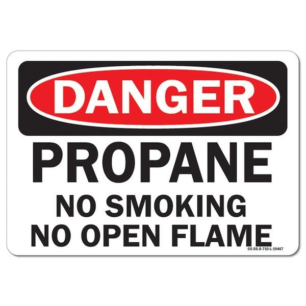 Signmission OSHA Danger Sign, 12" Height, 18" Width, Aluminum, Propane No Smoking No Open Flames, Landscape - OS-DS-A-1218-L-19467