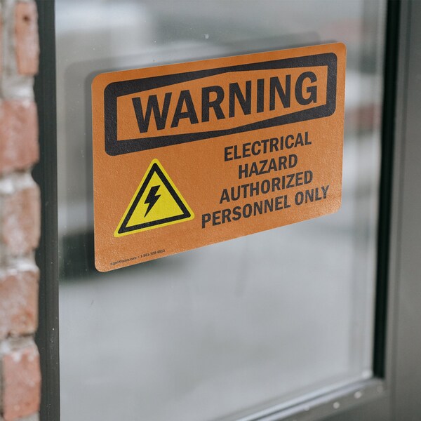 Signmission Electrical Hazard Authorized With Symbol OSHA Warning Sign, Vinyl Decal, 10in W x 7in L, 2PK - OS-2PACK-WS-D-710-L-12584