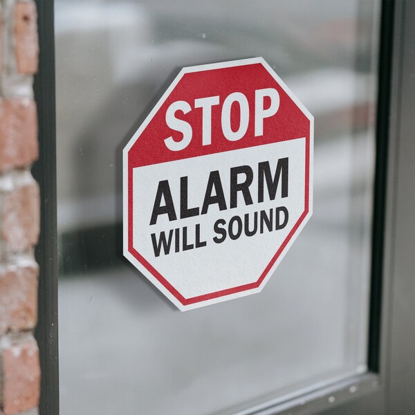 Signmission Stop Alarm Will Sound, 4 inch X 4 inch, Vinyl Decal, 2PK - OC-D-2PACK-4-189