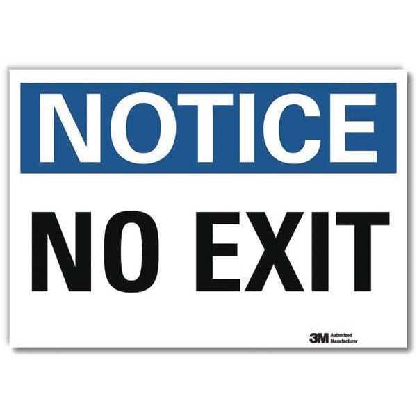 Lyle Exit Sign, Vinyl, 7" W, 5" H, No Exit, White - U5-1370-RD_7X5