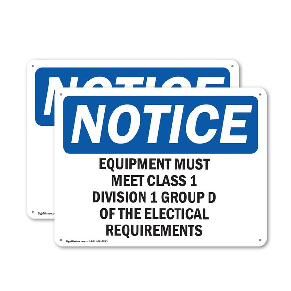 Signmission Equipment Must Meet Class 1 Division 2 Group, 18 in W x Rectangle, Aluminum - OS-2PACK-NS-A-1218-L-12120