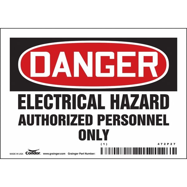 Condor Safety Sign, 3 1/2 in Height, 5 in Width, Vinyl, Horizontal Rectangle, English, 472P27 - 472P27