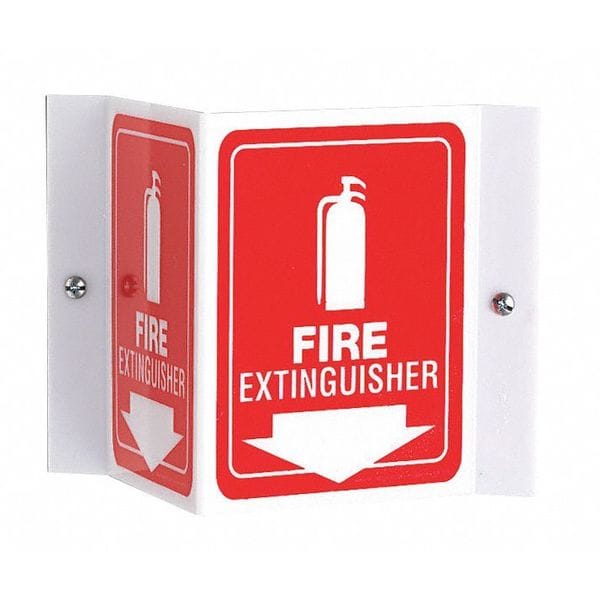 Accuform Fire Extinguisher Sign, 6X8-1/2", WHT/R - PSP618