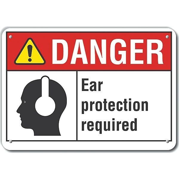 Lyle Decal, Danger Ear Protection, 14x10", Sign Shape: Rectangle - LCU4-0173-NP_14X10