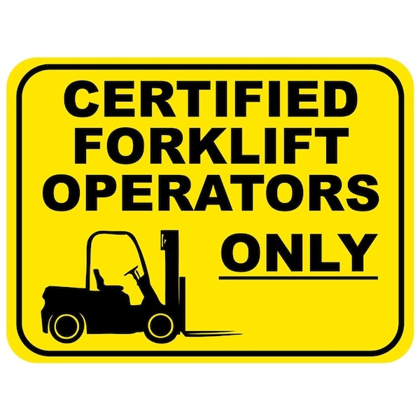5S Supplies Certified Forklift Operators Only Floor Sign 36in Diameter Non Slip Floor Sign - FS-CERTFORK-36