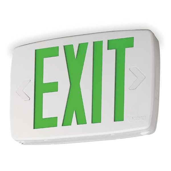 Lithonia Lighting Exit Sign, White, 1 Face(s), LED, Universal Mount, Not Battery Powered - LQM S W 3 G 120/277 M6
