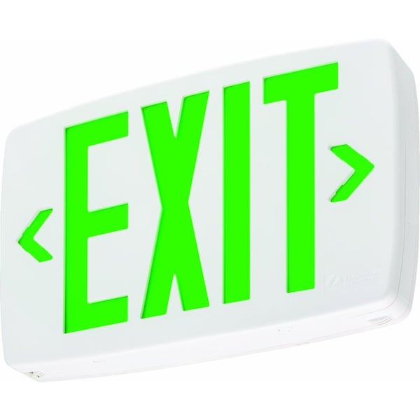 Lithonia Lighting Exit Sign, White, 1 Face(s), LED, Universal Mount, Not Battery Powered - LQM S W 3 G 120/277 M6