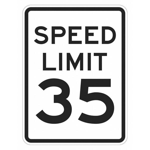 Lyle Speed Limit 35 Traffic Sign, 18 in H, 12 in W, Aluminum, Vertical Rectangle, T1-5025-EG_12x18 - T1-5025-EG_12X18
