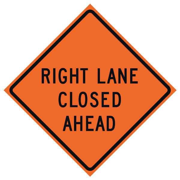 Eastern Metal Signs And Safety Lane Closed Traffic Sign, 48 in H, 48 in W, Vinyl, Diamond, English, 669-C/48-SBFO-RL - 669-C/48-SBFO-RL