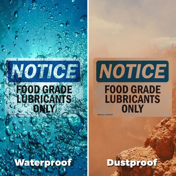 Signmission Food Grade Lubricants Only, 5 in W x Rectangle, Vinyl Decal - OS-2PACK-NS-D-35-L-12820