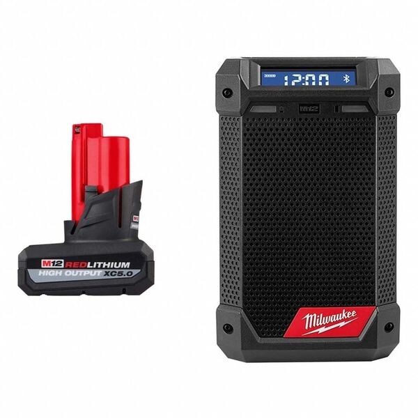 Milwaukee Tool Battery and Radio/Charger, Cordless, 12 V - 48-11-2450, 2951-20