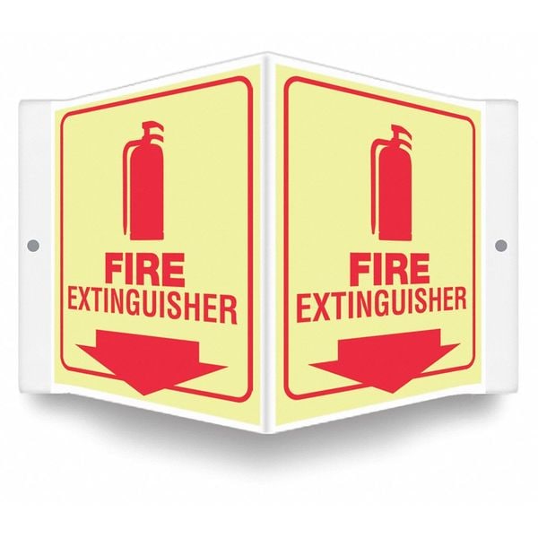 Condor High Visibility Safety Sign, 6 in Height, 8 1/2 in Width, PETG, V-Shape Projection, English - 480Z37