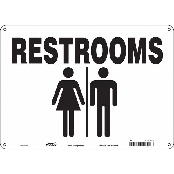 Condor RESTROOMS, 14 in W x 10 in H, Horizontal Rectangle, Polyethylene, 473Y38 - 473Y38