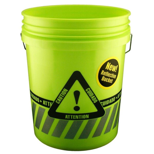 Leaktite Leaktite 247409 5 gal Reflective Caution Bucket, 247409 - 247409