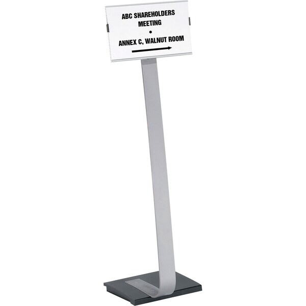 Durable Office Products Duo sign Stand, Versatile, 11"x11-1/2"x46-1/2", Black/Aluminum - DBL481423