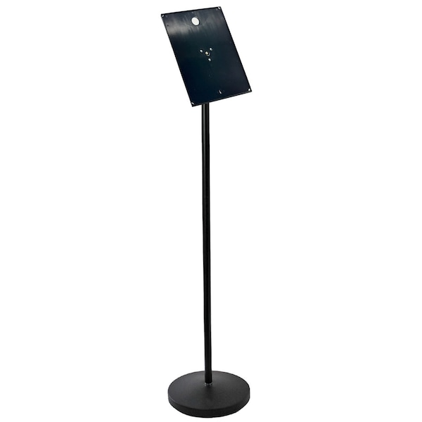 Azar Displays Black Pedestal Sign Holder for Floor Swivel Frame for Portrait/Landscape on Straight Pole Stand - 300356-BLK