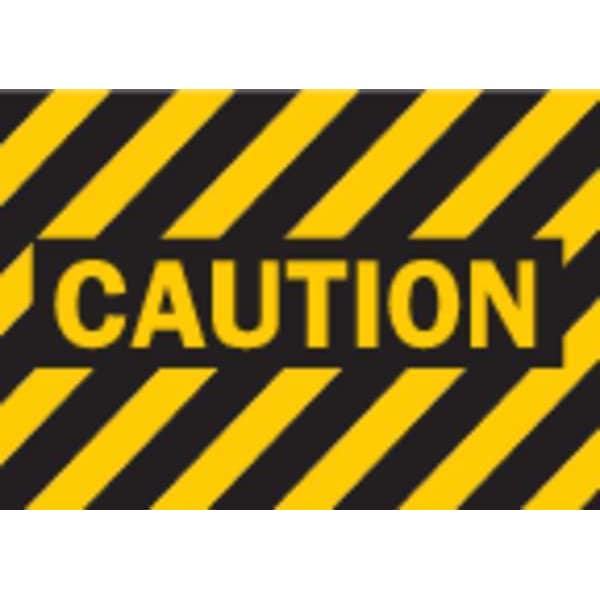 Brady Caution Sign, 10" W, 7" H, English, Plastic, Black, Yellow - 25041
