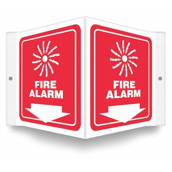 Condor High Visibility Safety Sign, 6 in Height, 8 1/2 in Width, PETG, V-Shape Projection, English - 480Z15