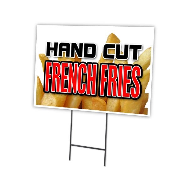 Signmission Hand Cut French Fries Yard & Stake outdoor plastic coroplast window, C-1216-DS-Hand Cut French Fries - C-1216-DS-HAND CUT FRENCH FRIES
