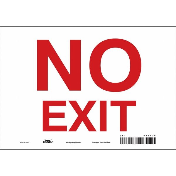 Condor Exit Sign, Vinyl, 10" W, 7" H, No Exit, White - 480H38