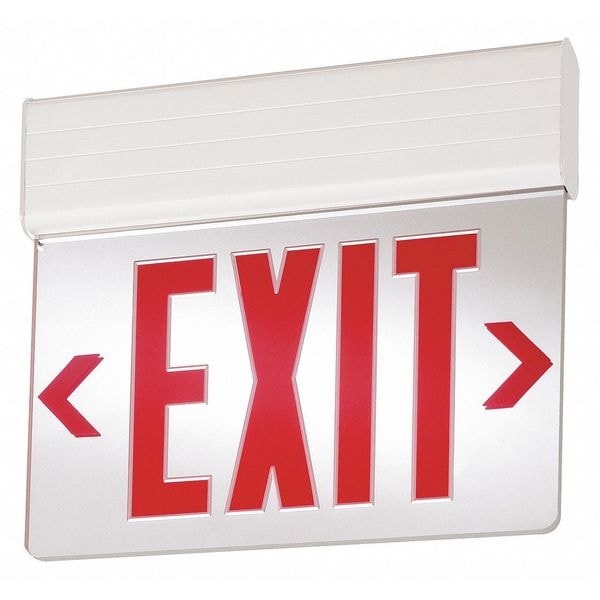 Lithonia Lighting Exit Sign, White, 1 Face(s), LED, Universal Mount, Nickel Cadmium - EDG W 1 RW EL SD