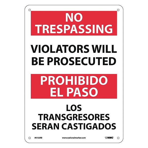 Nmc No Trespassing Sign - Bilingual, M732RB - M732RB