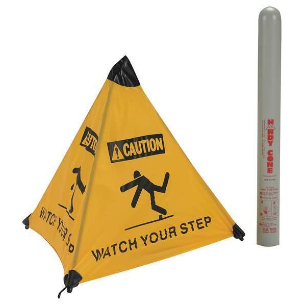 Handy Cone Floor sign, 18 in H, Nylon, English, 17177I - 17177I