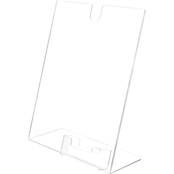 Deflecto Slanted Sign Holder, Business Card Pocket, 8-1/2"x11", Clear - DEF590601