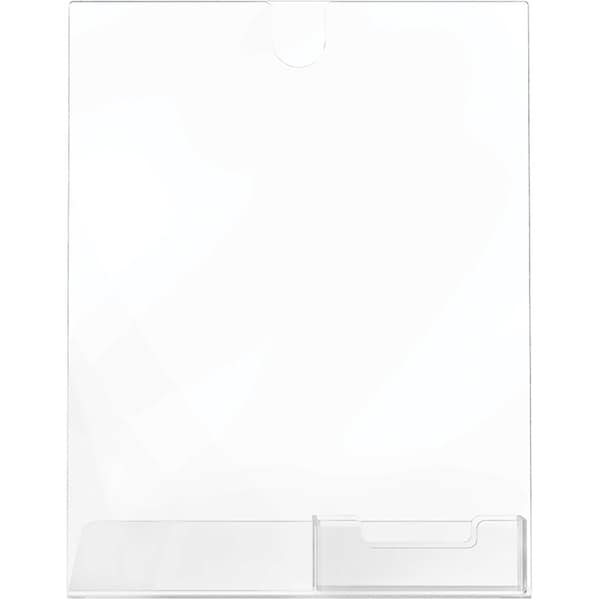 Deflecto Slanted Sign Holder, Business Card Pocket, 8-1/2"x11", Clear - DEF590601