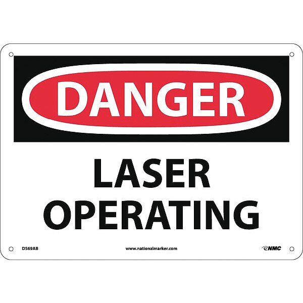 Nmc Radiation & Laser Sign, 10 in H x 14 in W, Aluminum - D569AB