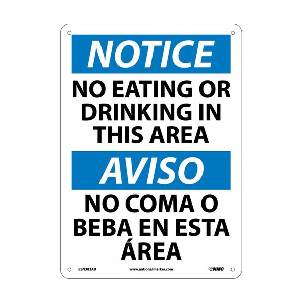 Nmc Notice No Eating Or Drinking Sign - Bilingual, ESN383AB - ESN383AB