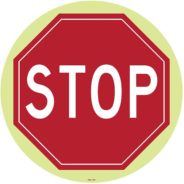 Stranco Floor Sign, 17 in H, 17 in W, Vinyl, Circle, English, FSG-17-706 - FSG-17-706