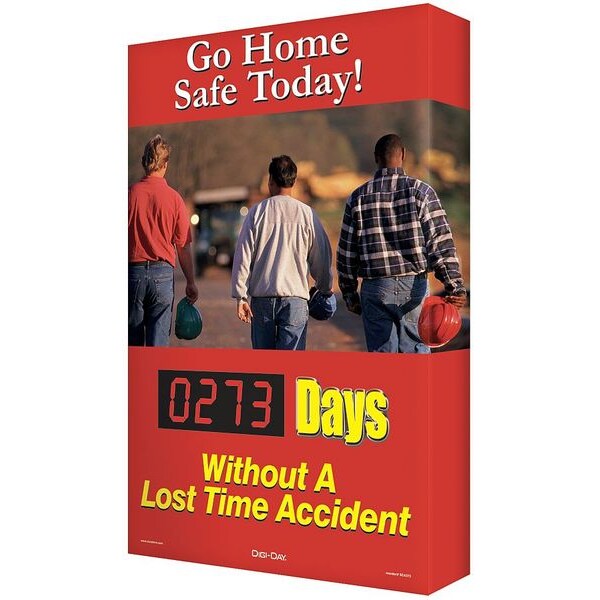 Accuform Electronic Safety Scoreboard, Go Home Safe Today! __ Days Without A Lost Time Accident, 28 in H x - SCK121