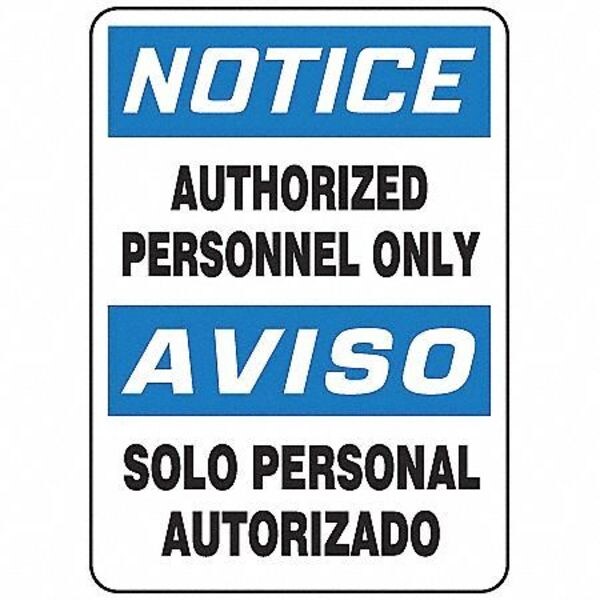 Accuform Spanish-Bilingual Notice Sign, 14 in H, 10 in W, Aluminum, Rectangle, English, Spanish, SBMADC801VA - SBMADC801VA