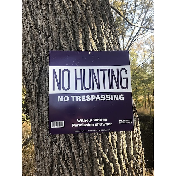 Sunburst Systems Sign No Hunting/Trespass Pre-Drilled Holes 12 in x 12 in Purple 10-Pk - 8616