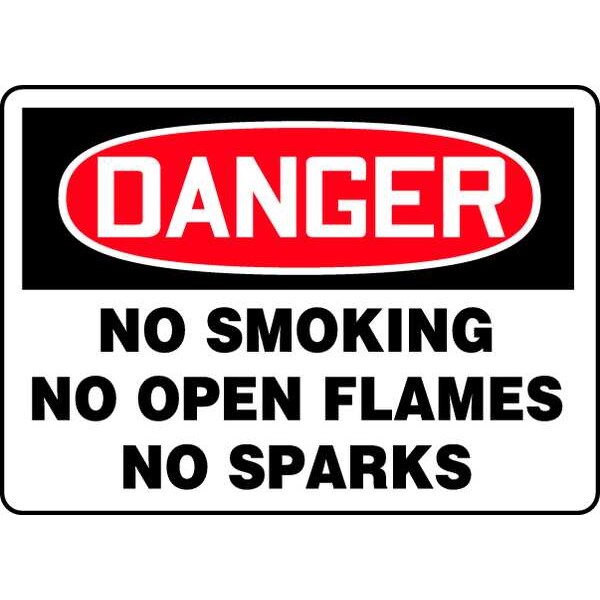 Accuform Danger No Smoking Sign, 7" H, 10" W, Vinyl, Rectangle, English, MSMK118VS - MSMK118VS