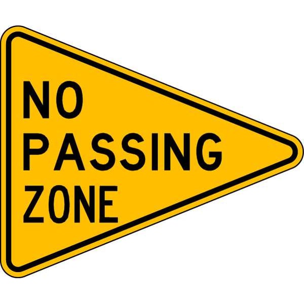 Lyle No Passing Zone Traffic Sign, 38 in Height, 48 in Width, Aluminum, Triangle, English - W14-3-48HA