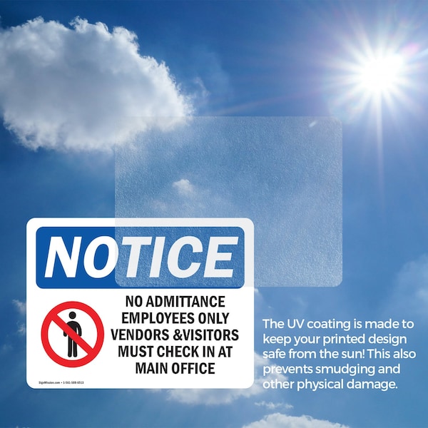Signmission No Admittance Employees Only OSHA Notice Sign, Vinyl Decal, 14in W x 10in L, 2PK - OS-2PACK-NS-D-1014-L-15983
