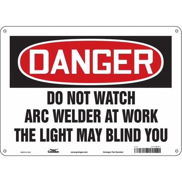 Condor Safety Sign, 10 in Height, 14 in Width, Polyethylene, Horizontal Rectangle, English, 473W97 - 473W97