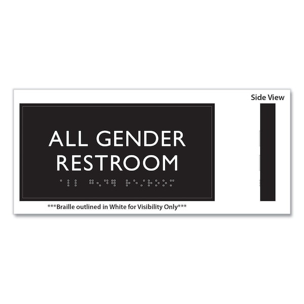 Headline Sign ADA Sign, All Gender Restroom, Plastic, 4 x 4, Clear/White - 69920
