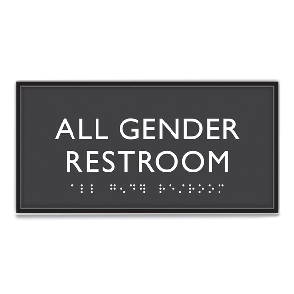 Headline Sign ADA Sign, All Gender Restroom, Plastic, 4 x 4, Clear/White - 69920