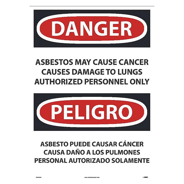 Nmc Asbestos May Cause Cancer Authorized Personnel Only Sign - Bilingual, ESD22PD - ESD22PD