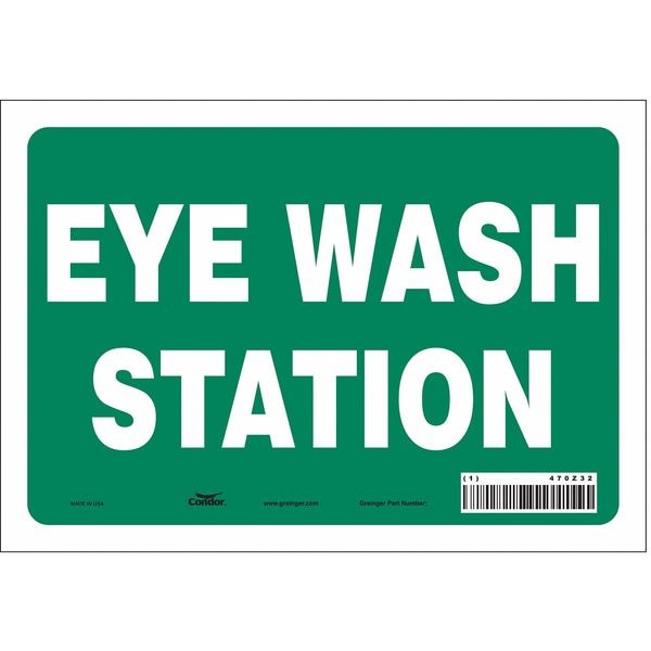 Condor Eye Wash Station, 10 in W x 7 in H, Vertical Rectangle, Vinyl, 470Z32 - 470Z32