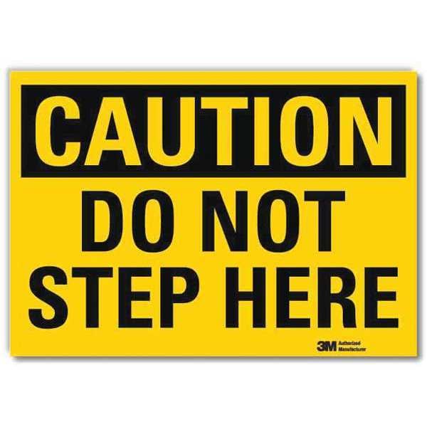 Lyle Caution, Do Not Step Here, 5 in x 7 in, Horizontal Rectangle, Reflective Sheeting, U4-1204-RD_7X5 - U4-1204-RD_7X5