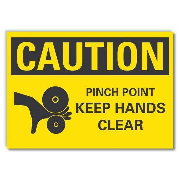 Lyle Pinch Point Caution Reflective Label, 5 in Height, 7 in Width, Reflective Sheeting, English - LCU3-0152-RD_7X5