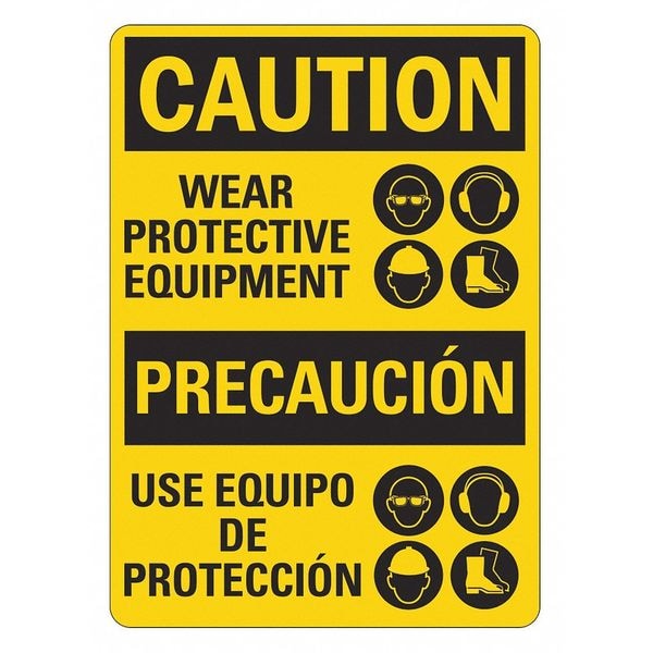 Lyle Personal Protection Sign, 14 in Height, 10 in Width, Plastic, Vertical Rectangle, English, Spanish - LCU3-0505-NP_10X14