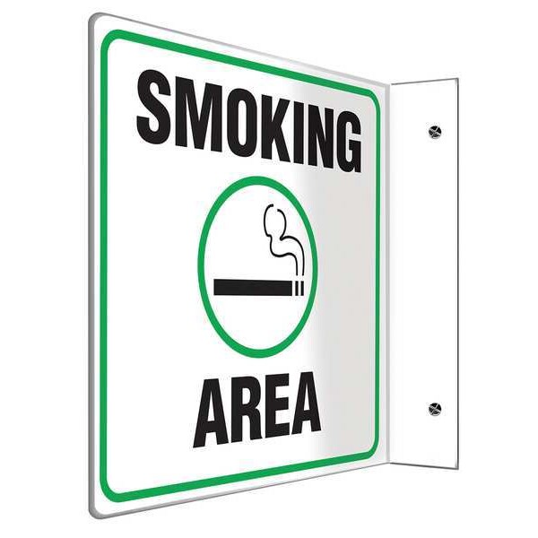 Accuform No Header, Smoking Area, 8 in W x 8 in H, L-Shaped, Plastic - PSP495